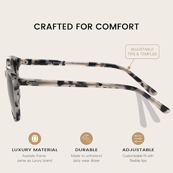 DUCO Polarized Sunglasses for Women Retro Round Women's Sunglasses Classic Vintage UV400 Shades DC1230