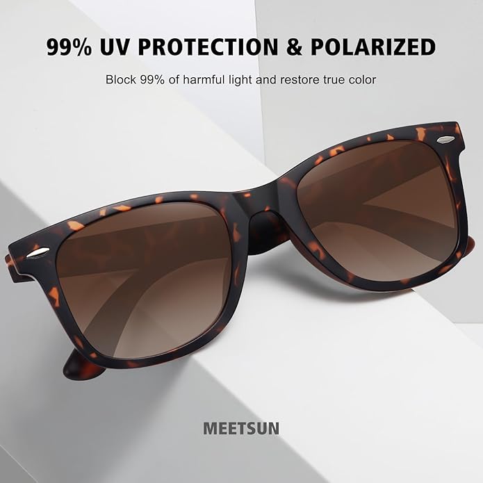 MEETSUN Retro Polarized Sunglasses for Women Men Classic Mirror Lens Driving Trendy Sun Glasses UV Protection (3 Pack)