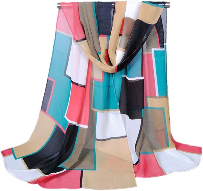 YOUR SMILE Ladies/Women's Lightweight Floral Print/Solid Color mixture Shawl Scarf For Spring Summer season