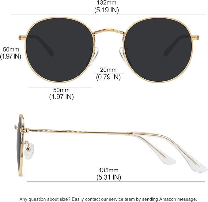 MEETSUN Round Polarized Sunglasses for Women Men Classic Retro Metal Frame Sun Glasses UV Protection