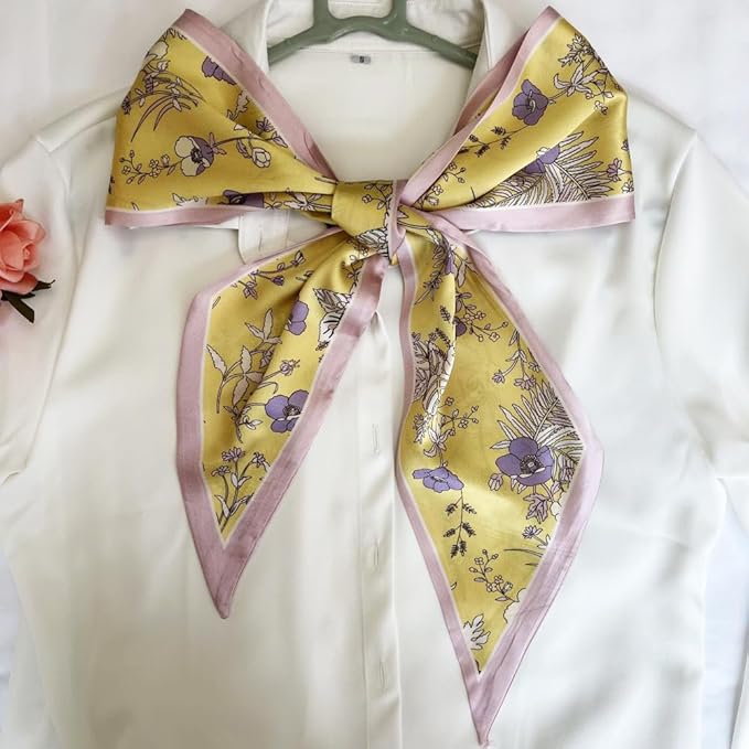 Silk Head Scarf for Hair Fashion Headwrap for Women Lightweight Neck Tie