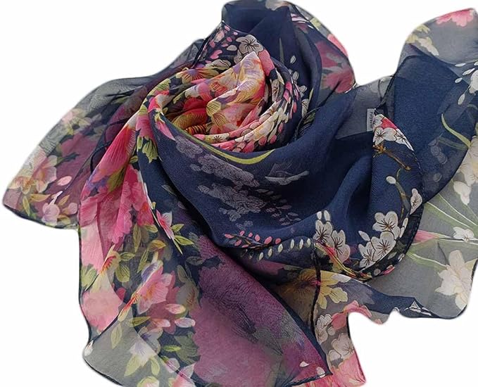 Pokeedioty Scarfs for Women Lightweight Fashion Scarves Elegant Floral Pattern Sheer Scarfs