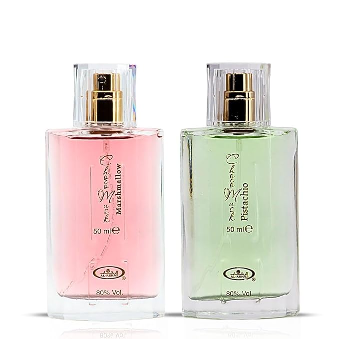 Al-Rehab Choco Musk Marshmallow & Pistachio Eau de Parfum Sprays 50ml (1.65 oz) | Gourmand Perfume with Chocolate & Vanilla | Long-Lasting Sweet Fragrances (Bundle)
