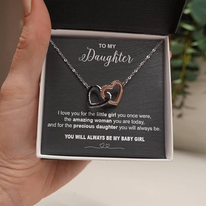 VIRAGIL To My Daughter Gift Necklace From Dad or Mom - Badass Daughter Jewelry With Heartfelt Message & Elegant Box