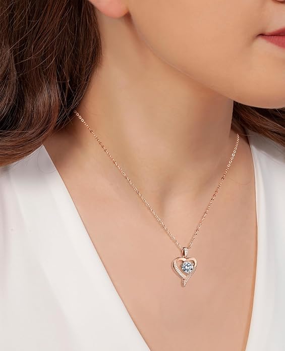 Heart Pendent Necklaces for Women, 1-3ct Moissanite Necklace with I love U Engraving - Anniversary Birthday Gifts for Women Her Wife Girlfriend Mom, 925 Silver Jewelry