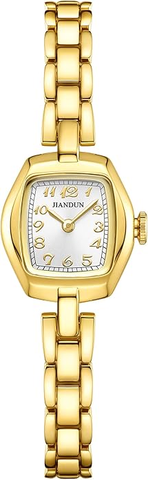 JIANDUN Vintage Small Gold Women’s Watch, Elegant Stainless Steel Bracelet, Water-Resistant with Tools Included