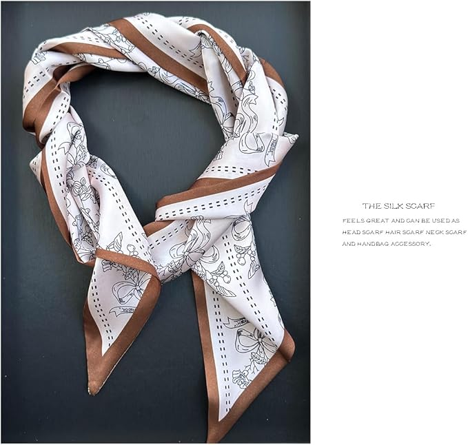 Livrerpi Silk Feeling Head Scarf Fashion Satin Hair Scarf Square Long Scarves for Women Gifts