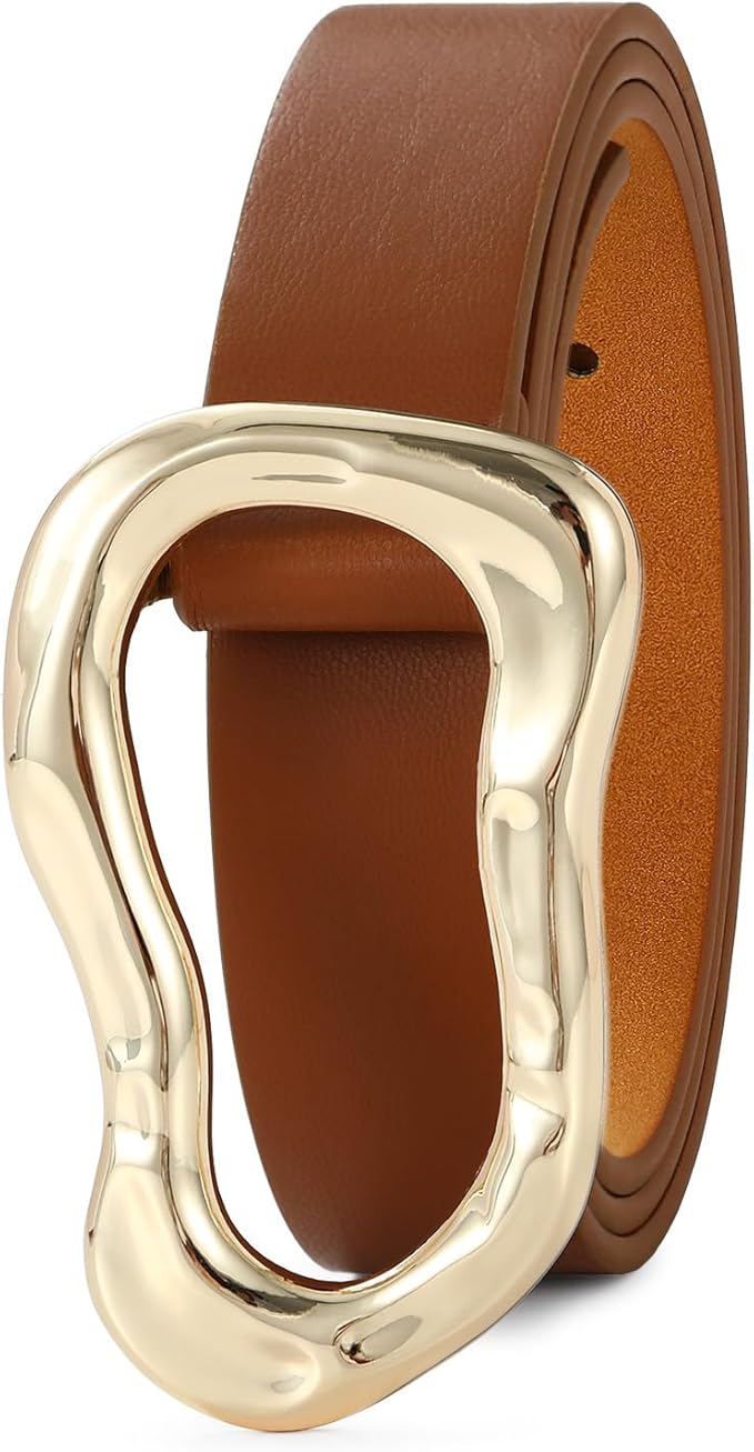 Black Belt for Women Stylish Gold Buckle Fashion Leather Waist Belt Perfect for Jeans and Dresses