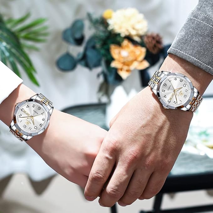 OLEVS Watch for Men Women Large Face Unisex Diamond Luxury Dress Analog Quartz Stainless Steel Waterproof Luminous Date Business Casual Wrist Watch