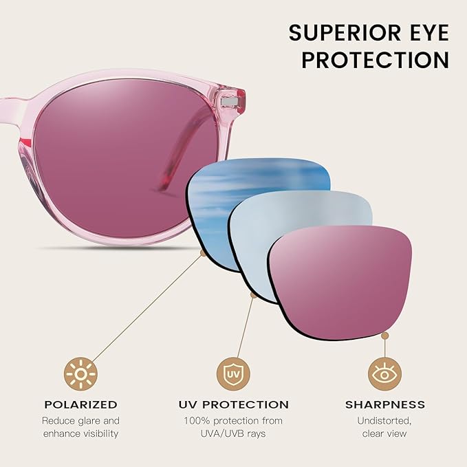 DUCO Polarized Sunglasses for Women Retro Round Women's Sunglasses Classic Vintage UV400 Shades DC1230
