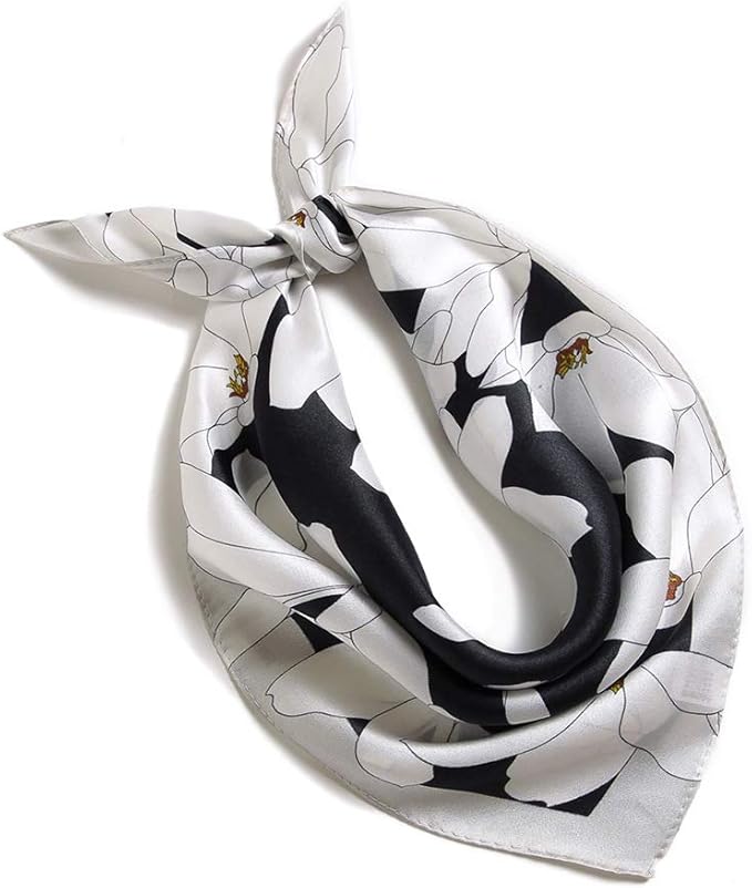 ANDANTINO 100% Real Mulberry Silk Scarf -21'' x 21''- Lightweight Neckerchief –Women Men Small Square Digital Printed Scarves