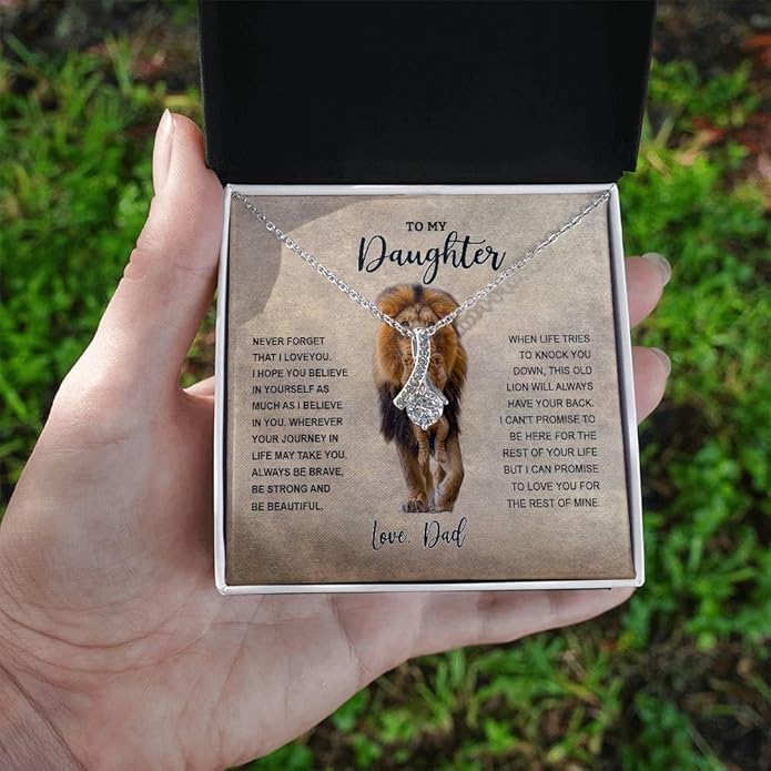VIRAGIL To My Daughter Gift Necklace From Dad or Mom - Badass Daughter Jewelry With Heartfelt Message & Elegant Box