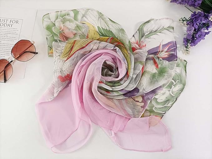 Pokeedioty Scarfs for Women Lightweight Fashion Scarves Elegant Floral Pattern Sheer Scarfs