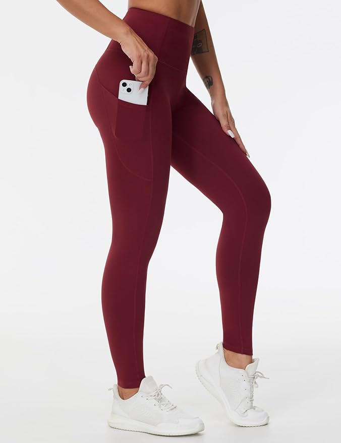 THE GYM PEOPLE Thick High Waist Yoga Pants with Pockets, Tummy Control Workout Running Yoga Leggings for Women