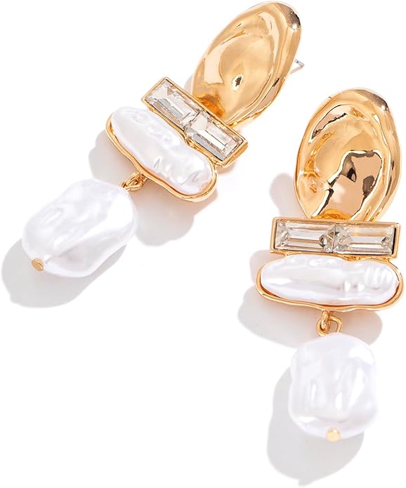 Statement Pearl Dangle Earrings,Gold and Large Pearl,Luxury Chandelier Organic Style Earrings