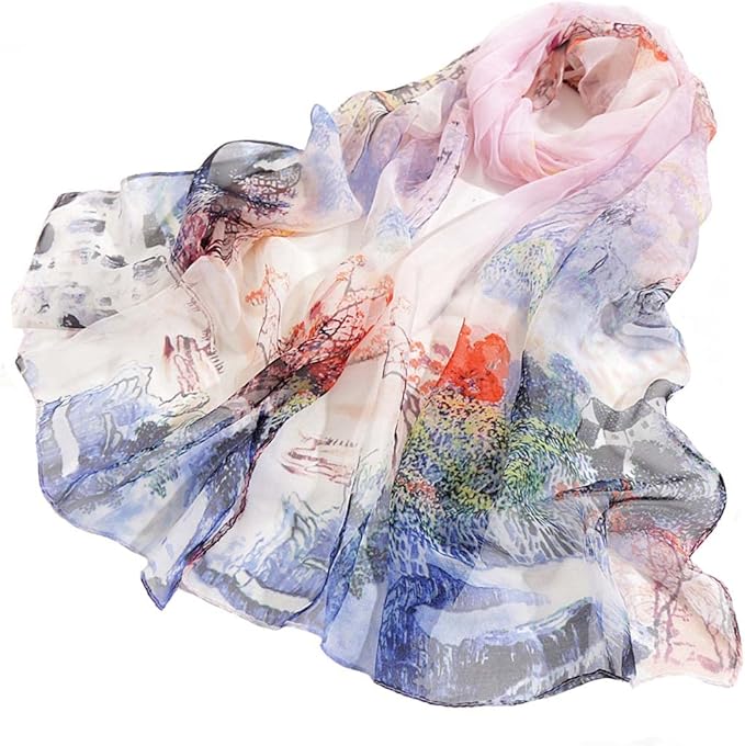 Pokeedioty Women’s Scarf Lightweight Elegant Floral Pattern Scarf Fashion Scarves Sheer Scarfs Shawls