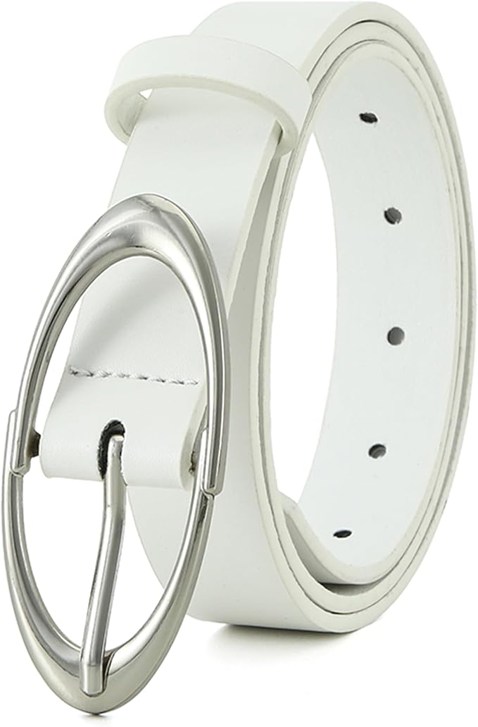 Earnda Women Faux Leather Belt for Jeans Pants Fashion Ladies Waist Belts with Gold Silver Oval Buckle