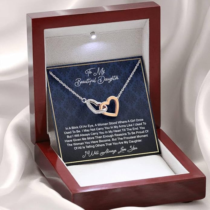 VIRAGIL To My Daughter Gift Necklace From Dad or Mom - Badass Daughter Jewelry With Heartfelt Message & Elegant Box