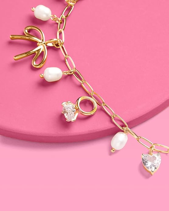 xo, Fetti Gold Bride Charm Bracelet | Pearl Bachelorette Accessory, Rhinestone Bridal Jewelry, Bach Party Decorations, Bridesmaid Gift, Wedding Chain Bangle