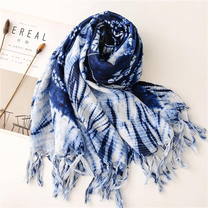Yeieeo Boho Scarf for Women Lightweight Floral Printed Scarf Fall Winter Fashion Fringed Shawl