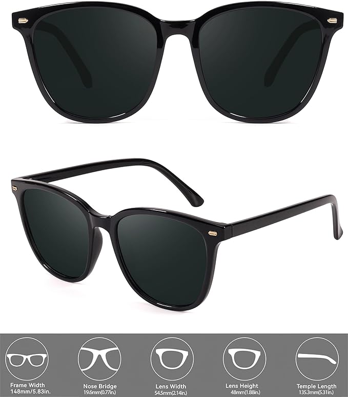 FIMILU 2 Packs Sunglasses for Women Polarized UV400 Protection Lens Big Frame Fashion Glasses Trendy Stylish Shade