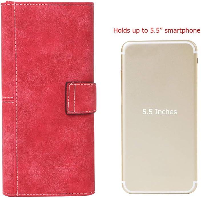 Women's Vegan Leather 17 Card Slots Card Holder Long Big Bifold Wallet