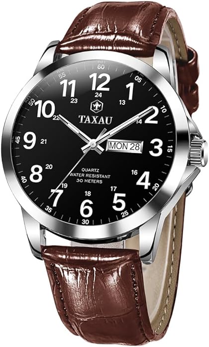 Watches for Men Luxury Analog Waterproof Classic Leather Large Face Simple Easy Read Quartz Minimalist Dress Day Date Quartz Mens Watches