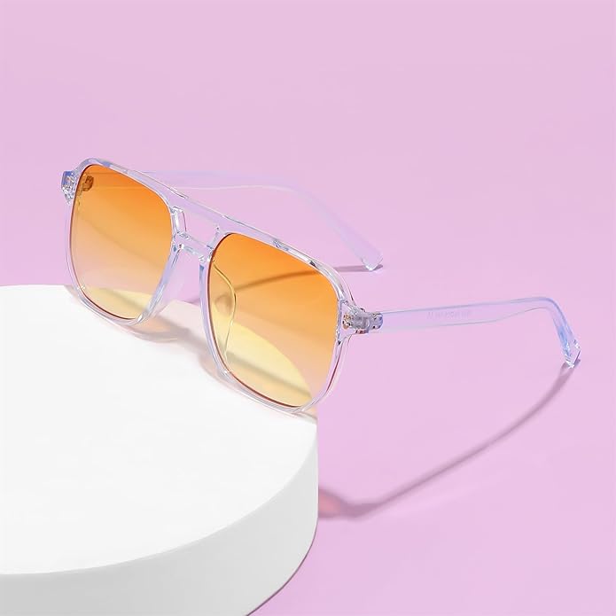 FEISEDY Retro Square Aviator Sunglasses Women Men 70s Vintage Trendy Plastic Frame Sun Glasses B2835
