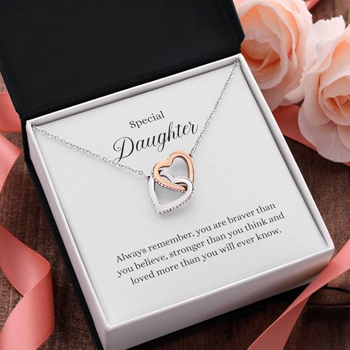VIRAGIL To My Daughter Gift Necklace From Dad or Mom - Badass Daughter Jewelry With Heartfelt Message & Elegant Box