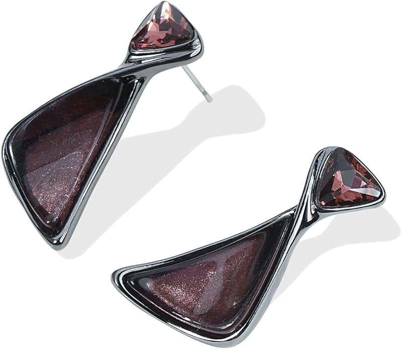 Irregular Enamel Triangle Shape Collar Bib Statement Necklace Earrings Set Women Bridal Jewelry