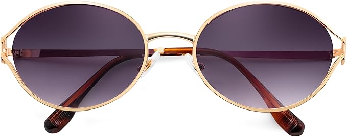 FEISEDY Retro Oval Small Sunglasses for Women Men 90s Trendy Classic Y2K Frame Round Shades UV400 Protection B9164