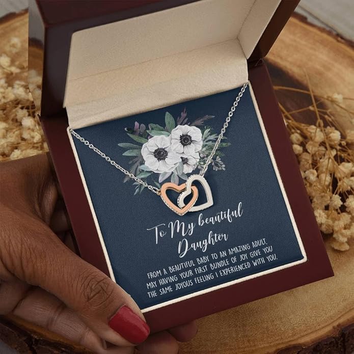 VIRAGIL To My Daughter Gift Necklace From Dad or Mom - Badass Daughter Jewelry With Heartfelt Message & Elegant Box