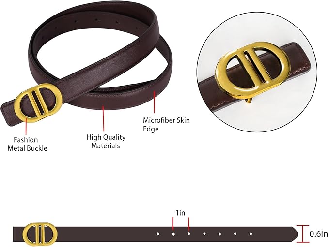 Relang Women's Belts with Gold Buckle, Fashion Waist Band, Elegant Ladies' Belt, Gift for Women