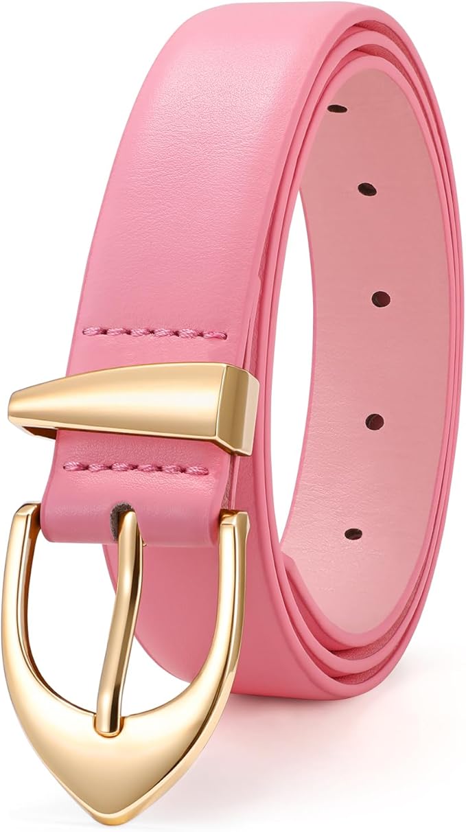 XZQTIVE Women's Leather Belts, Classic Minimalist Design For Jeans Pants Dresses, Black Belt With Gold Buckle