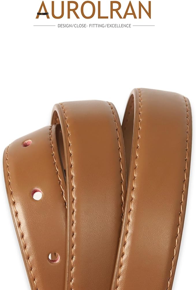 Women's Fashion Classic Metal Buckle Leather Belt with Jeans Dress