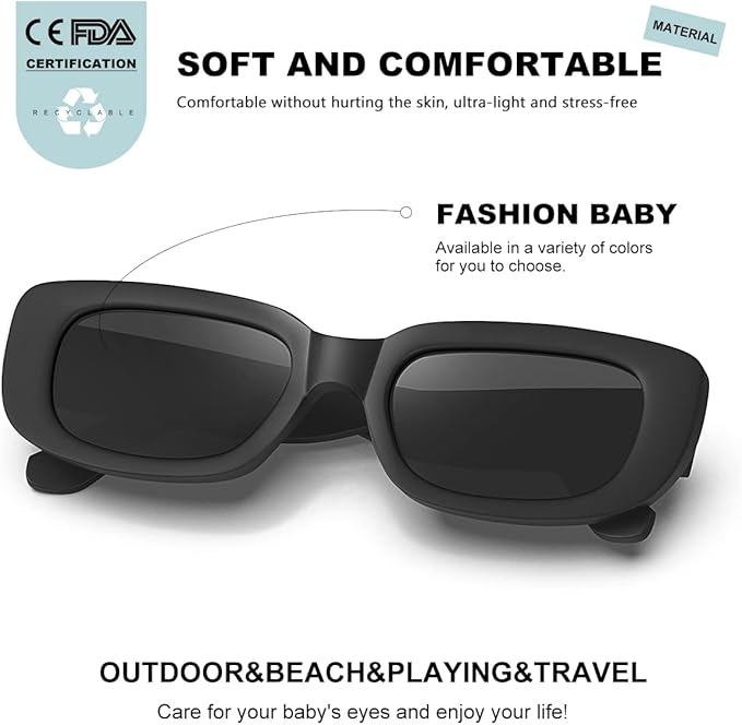 Retro Rectangle Kids Sunglasses 90’s Vintage Fashion Narrow Square Frame Glasses Shades for Girls Boys UV Protection
