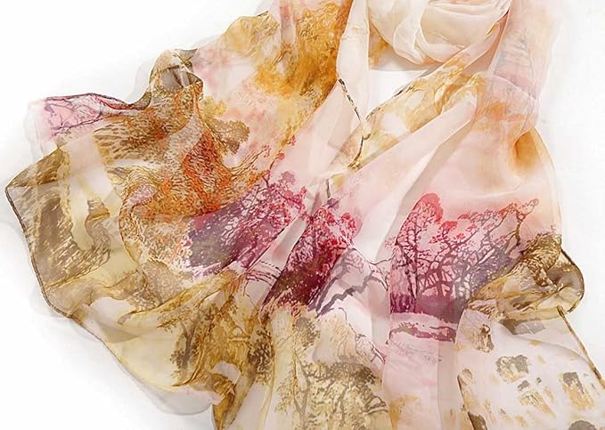 Pokeedioty Women’s Scarf Lightweight Elegant Floral Pattern Scarf Fashion Scarves Sheer Scarfs Shawls