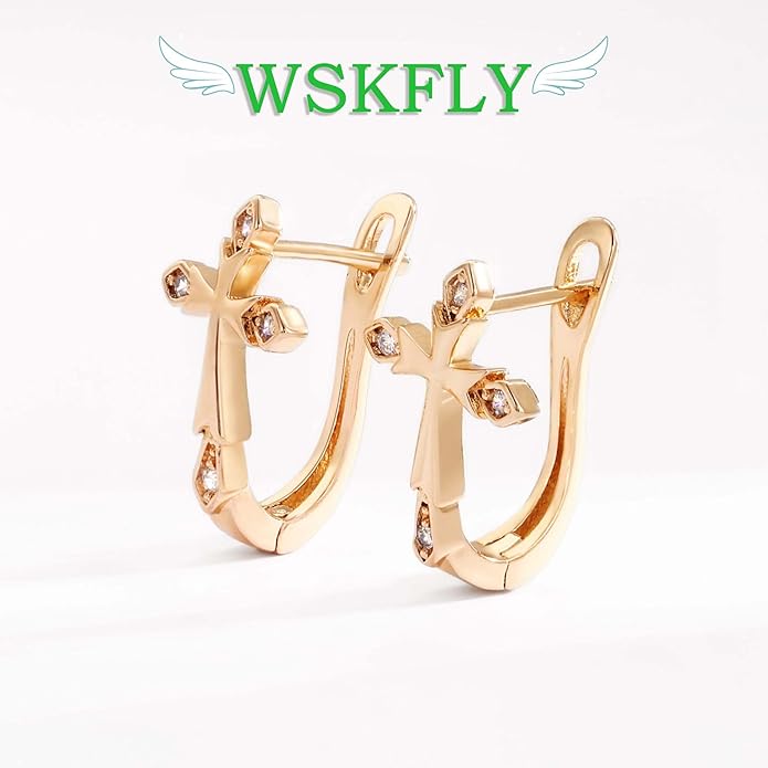 14K Gold Plated Cubic Zirconia Hoop Earrings,Three Row Diamon | Arrows | Double Row of Diamonds Huggie Earrings for Women