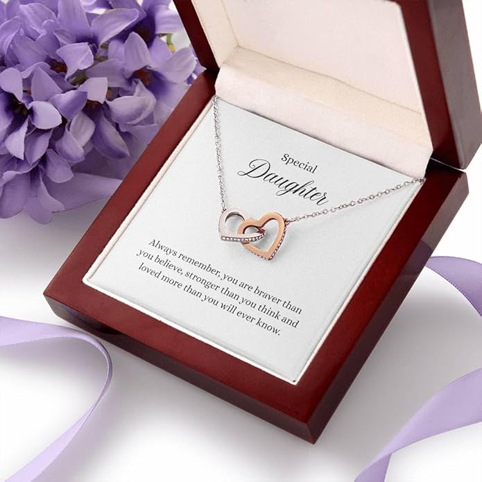 VIRAGIL To My Daughter Gift Necklace From Dad or Mom - Badass Daughter Jewelry With Heartfelt Message & Elegant Box