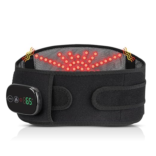 Heating Pad for Back Pain Relief, Cordless Electric Waist Belt Device with Massager, Back or Belly Heating Pad for Women and Girl