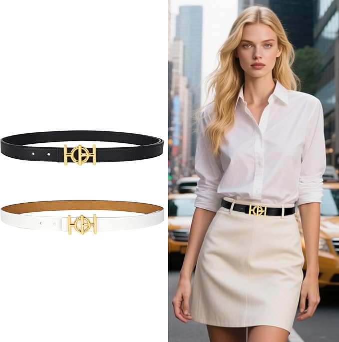 Relang Women's Belts with Gold Buckle, Fashion Waist Band, Elegant Ladies' Belt, Gift for Women