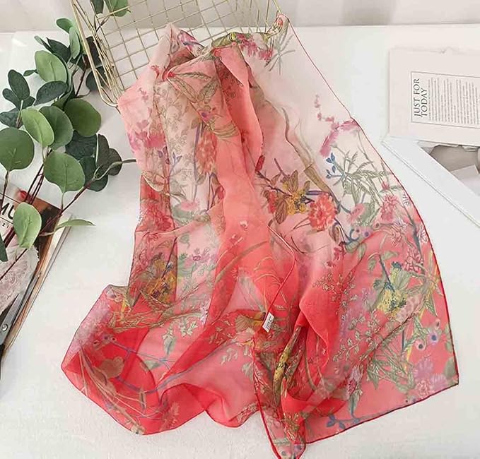 Pokeedioty Scarfs for Women Lightweight Scarves Elegant Floral Pattern Sheer Scarfs Shawls Wraps