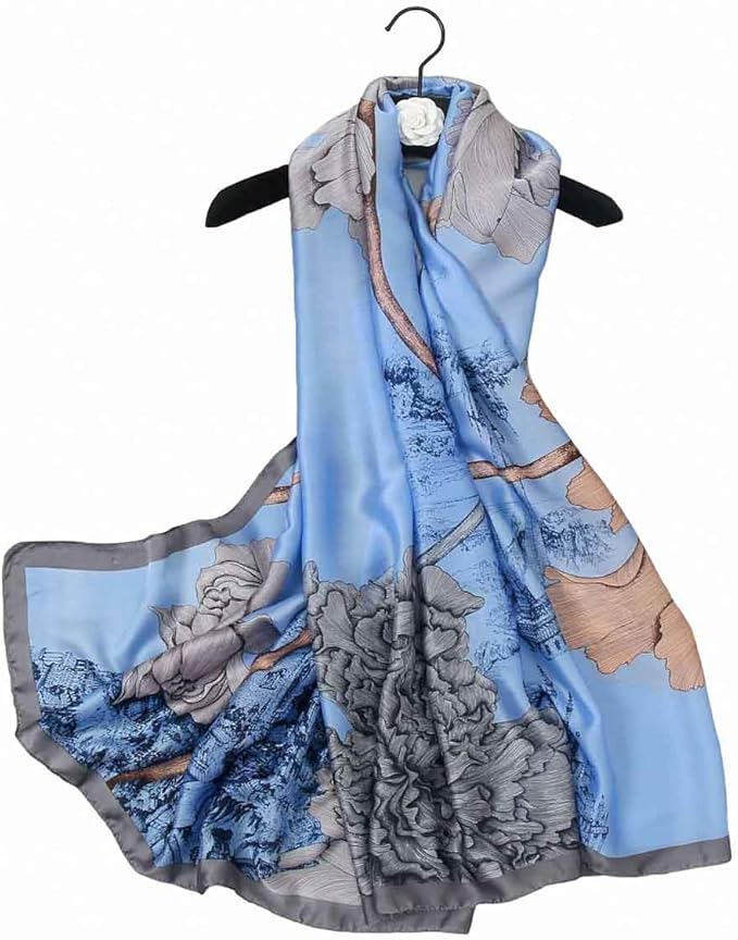 Pokeedioty Scarfs for Women Lightweight Head Scarf Fashion Scarves Elegant Floral Pattern Sunscreen Shawls and Wraps