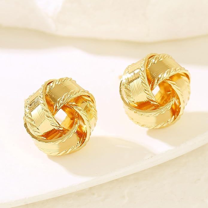 14K Gold Plated Knot Earrings for Women Gold Silver Earrings Heart Link Drop Dangle Earring Chunky Golden Knotted Statement Jewelry