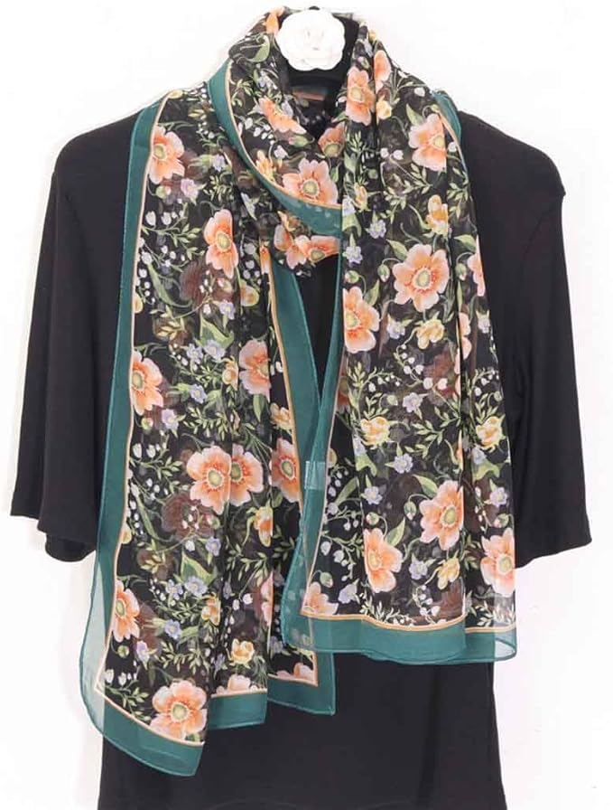 Pokeedioty Scarfs for Women Lightweight Fashion Scarves Elegant Floral Pattern Sheer Scarfs Sunscreen Shawls Wraps