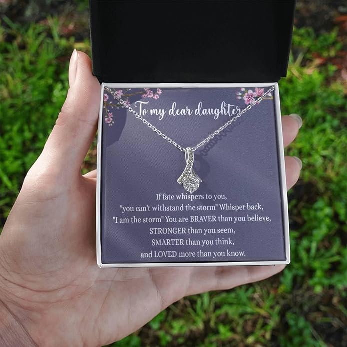 VIRAGIL To My Daughter Gift Necklace From Dad or Mom - Badass Daughter Jewelry With Heartfelt Message & Elegant Box