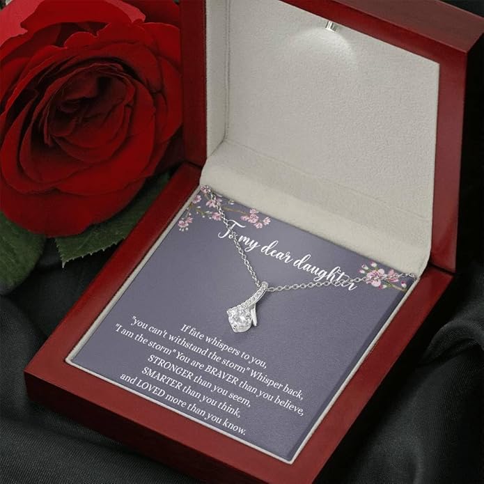 VIRAGIL To My Daughter Gift Necklace From Dad or Mom - Badass Daughter Jewelry With Heartfelt Message & Elegant Box