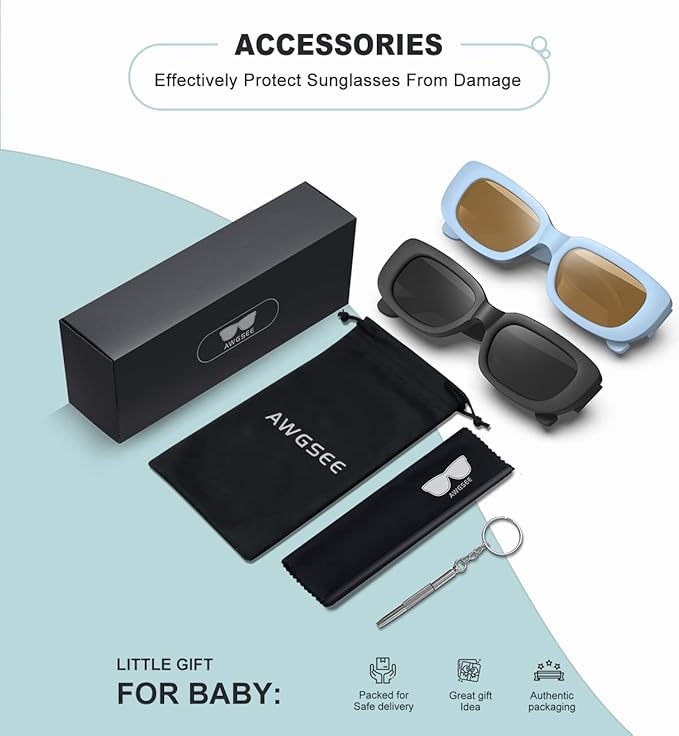Retro Rectangle Kids Sunglasses 90’s Vintage Fashion Narrow Square Frame Glasses Shades for Girls Boys UV Protection