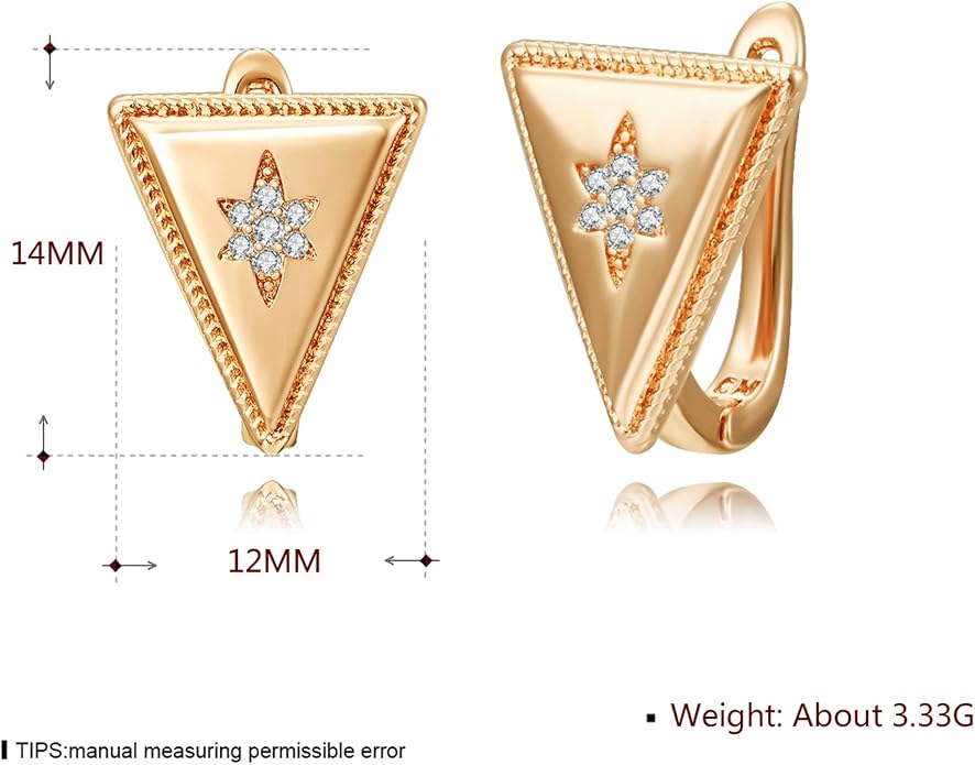 14K Gold Plated Cubic Zirconia Hoop Earrings,Three Row Diamon | Arrows | Double Row of Diamonds Huggie Earrings for Women