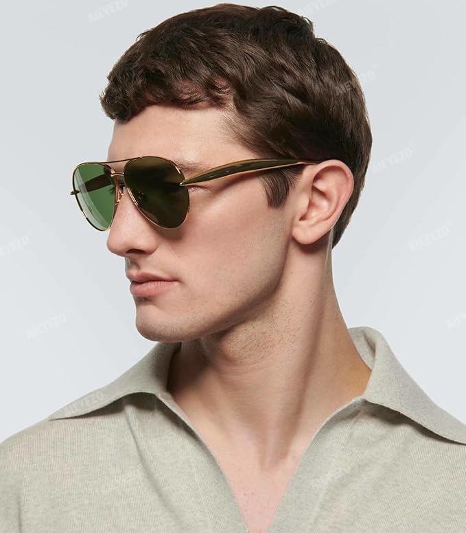 AIEYEZO Gold Aviator Sunglasses for Women Men Oversized Thick Frame Sun Glasses Fashion Retro Sardine Pilot Shades